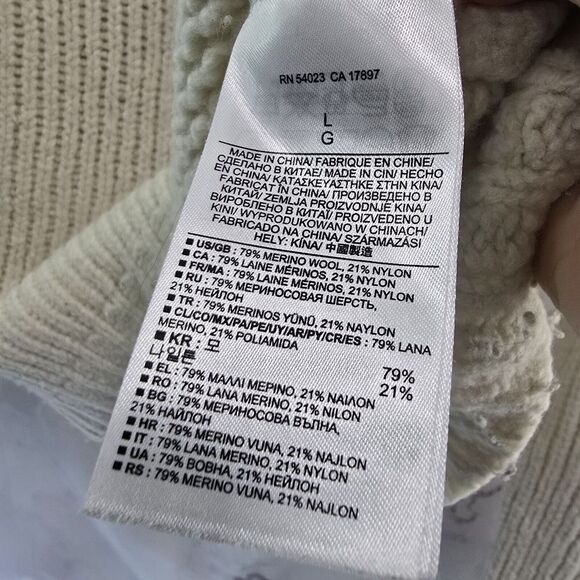 Banana Republic Sweater Womens Medium Cream White Wool Merino Boxy Turtleneck - Picture 8 of 10